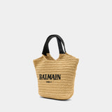 Cabas Mini - Balmain - Raphia - Beige