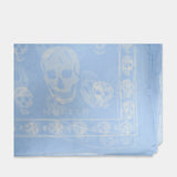 Écharpe Ca Skull - Alexander McQueen - Soie - Bleu