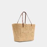 Sac À Main Ella Straw Large - Tory Burch - Raphia - Beige