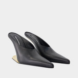 Mules Boomerang 105mm Wedge - Alexander Wang - Cuir - Noir