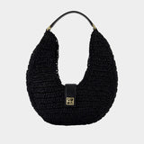 Sac Porté Épaule Lou Monogramme   Black - ANINE BING - Toile - Noir