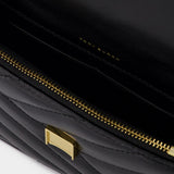 Wallet On Chain Kira Chevron Mini Top Handle - Tory Burch - Cuir - Noir