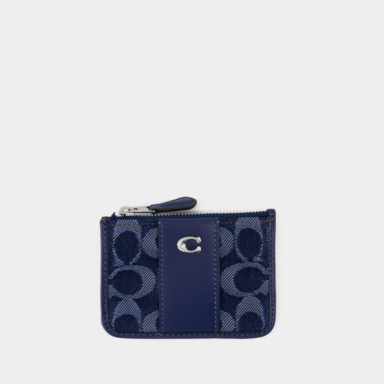 Porte-cartes Signature Mini Id Skinny - Coach - Coton - Bleu