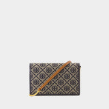 Wallet On Chain T Monogram - Tory Burch - Coton - Tory Navy