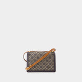 Sac Porté Épaule T Monogram - Tory Burch - Cuir - Bleu