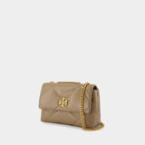 Sac Kira Diamond Small Convertible - Tory Burch - Cuir - Beige
