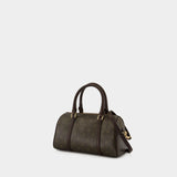 Sac À Main T-Monogram Mini Barrel - Tory Burch - Coton - Marron