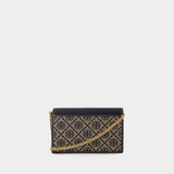 Wallet On Chain T-Monogram Envelope - Tory Burch - Coton - Bleu