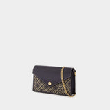 Wallet On Chain T-Monogram Envelope - Tory Burch - Coton - Bleu