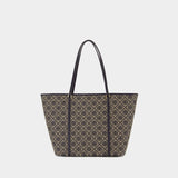 Cabas T-Monogram - Tory Burch - Coton - Bleu