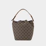 Sac Porté Épaule T-Monogram Oversized - Tory Burch - Coton - Bleu