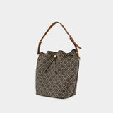 Sac Porté Épaule T-Monogram Oversized - Tory Burch - Coton - Bleu