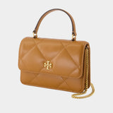 Wallet On Chain Kira Diamond Mini Top Handle - Tory Burch - Cuir - Marron