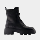 Bottines T-Monogram Lug - Tory Burch - Cuir - Noir