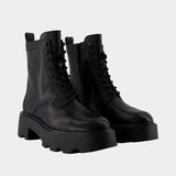 Bottines T-Monogram Lug - Tory Burch - Cuir - Noir