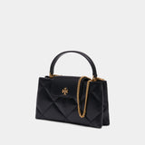 Sac Kira Diamond Quilt East West Top Handle - Tory Burch - Cuir - Noir