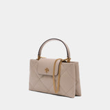 Sac Kira Diamond Quilt East West Top Handle - Tory Burch - Cuir - Beige