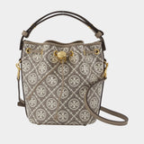 Sac À Main T-Monogram Mini Bucket - Tory Burch - Toile - Gris