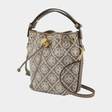 Sac À Main T-Monogram Mini Bucket - Tory Burch - Toile - Gris