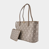 Cabas T-Monogram Small Zip - Tory Burch - Cuir - Ivoire