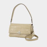 Sac Porté Épaule Charlie Small - Tory Burch - Cuir - Beige