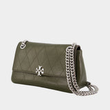 Sac Porté Épaule Charlie Small - Tory Burch - Cuir - Kaki