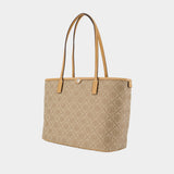 Cabas T-Monogram Small Zip - Tory Burch - Cuir - Beige