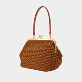 Pochette Large Weave Straw Kisslock 27 - Coach - Cuir - Marron