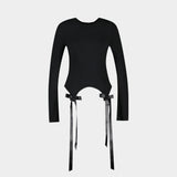 T-Shirt Bow Tail Easy Long Sleeve - Simone Rocha - Synthétique - Noir