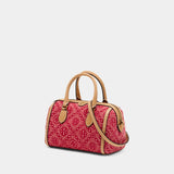 Cabas T-Monogram Petite Barrel - Tory Burch - Coton - Rouge