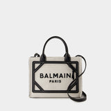 Cabas B-Army Small - Balmain - Raphia - Neutre/Noir
