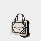 Cabas B-Army Small - Balmain - Raphia - Neutre/Noir
