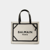Cabas B-Army Medium - Balmain - Raphia - Neutre/Noir
