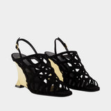 Sandales Cage Wedge - Balmain - Cuir - Noir