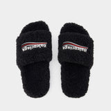 Sandales Slide - Balenciaga - Fausse Fourrure - Noir