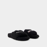 Sandales Slide - Balenciaga - Fausse Fourrure - Noir