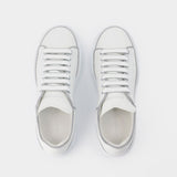 Sneakers Oversized - Alexander McQueen - Cuir - Blanc/Argenté