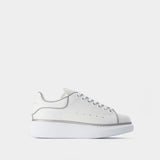 Sneakers Oversized - Alexander McQueen - Cuir - Blanc/Argenté