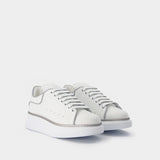 Sneakers Oversized - Alexander McQueen - Cuir - Blanc/Argenté