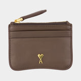 Porte-Carte Paris Paris Zipped - AMI Paris - Cuir - Marron
