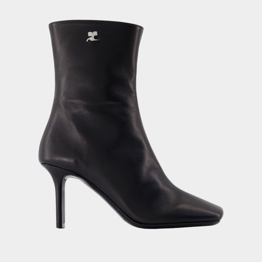 Bottines Square Toe 80 - Courreges - Cuir - Noir