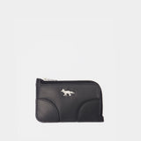 Porte-Carte Boogie Long Zippé - Maison Kitsune - Cuir - Noir