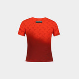 T-Shirt Moon Faded Jersey Baby Fit - Marine Serre - Coton - Rouge