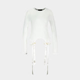 T-Shirt Bow Tail Easy Long Sleeve - Simone Rocha - Synthétique - Ivoire