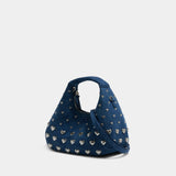 Sac À Main Hobo Mini Heart Stud - Ganni - Coton - Bleu