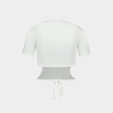 T-Shirt Ribbon Cut Out Contrast - Courreges - Coton - Blanc