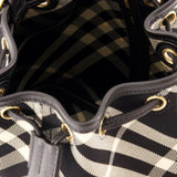 Sac Drawstring Bucket - Burberry - Coton - Noir