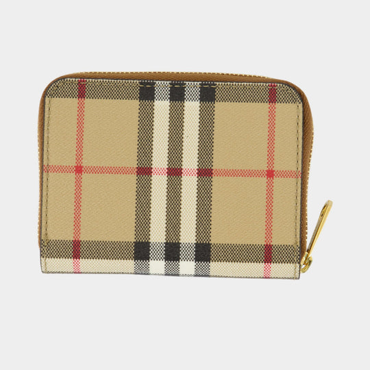 Portefeuille Mini Zip - Burberry - Cuir Synthétique - Beige