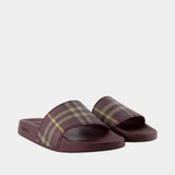 Sandales Furley Large Check - Burberry - Synthétique - Bordeaux