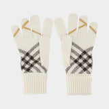 Gants Core Check - Burberry - Cachemire - Blanc